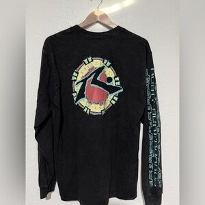 New! Rusty Surf Acid Wash Long Sleeve Graphic Tee Size Large NWOT Black